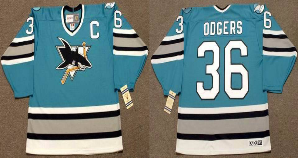 2019 Men San Jose Sharks 36 Odgers blue CCM NHL jersey